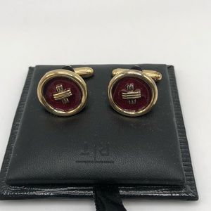 Vintage Nancy & Rise Enamel Button Sterling Cufflinks